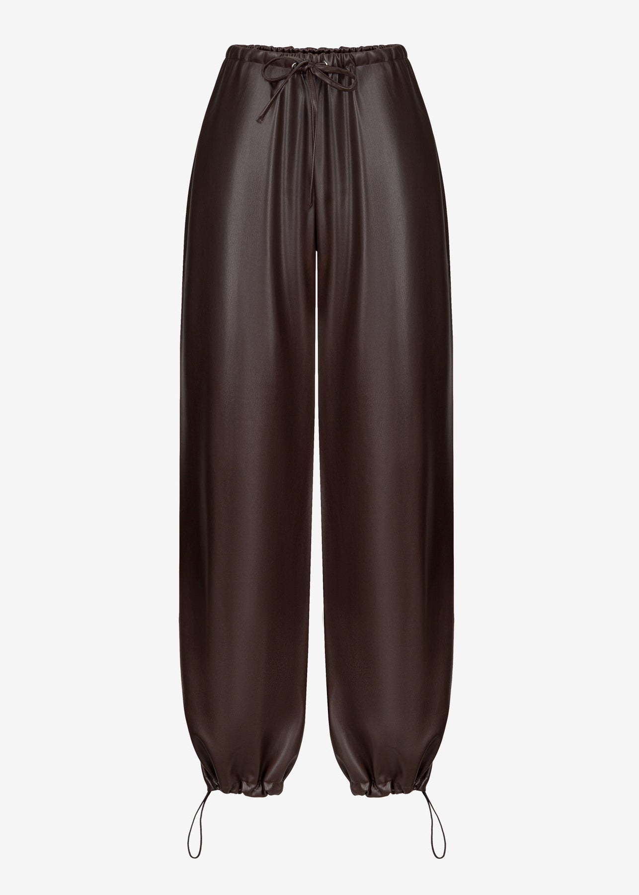 SPODNIE RONI FAUX LEATHER BROWN