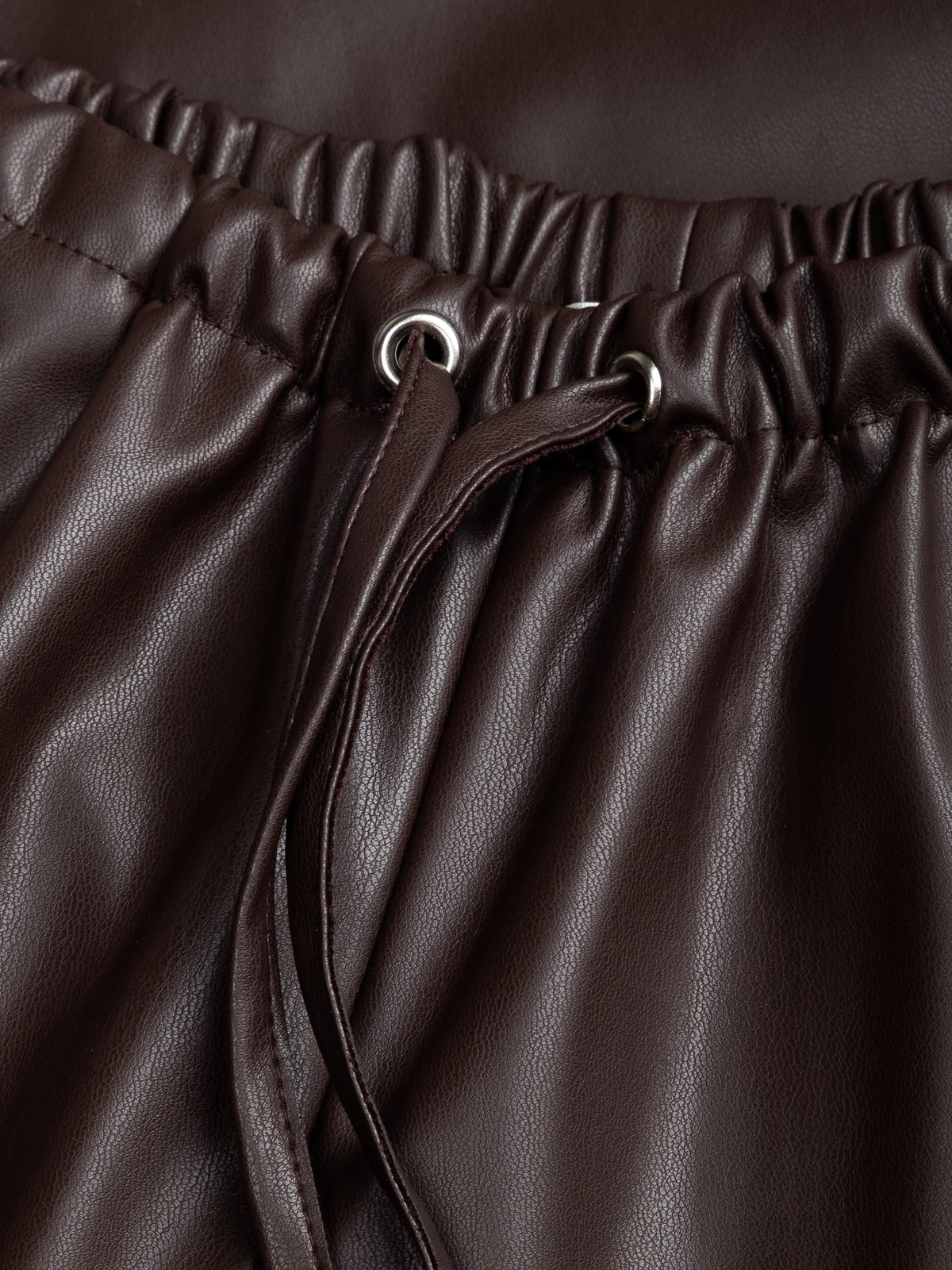 SPODNIE RONI FAUX LEATHER BROWN LECOLLET